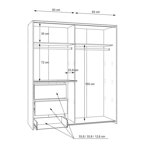 Szafa przesuwna z lustrem i szufladami 170 cm Dąb Sonoma